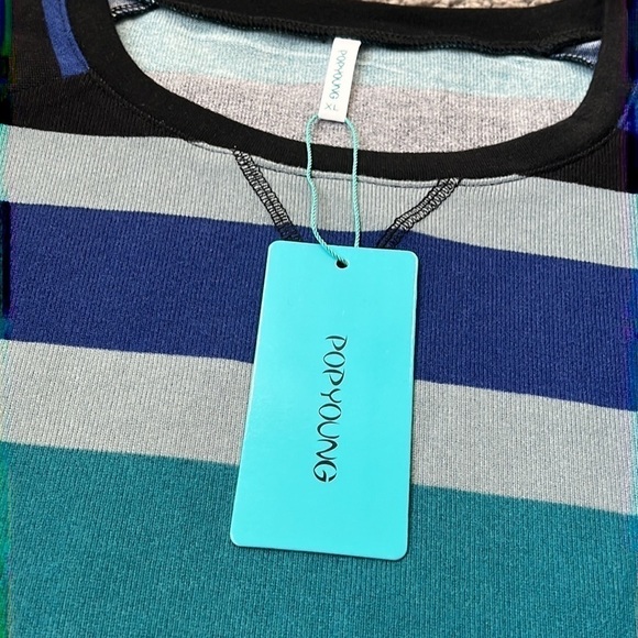 Popyoung Blue/Grey Striped Long Sleeve Sweater - Picture 4 of 5